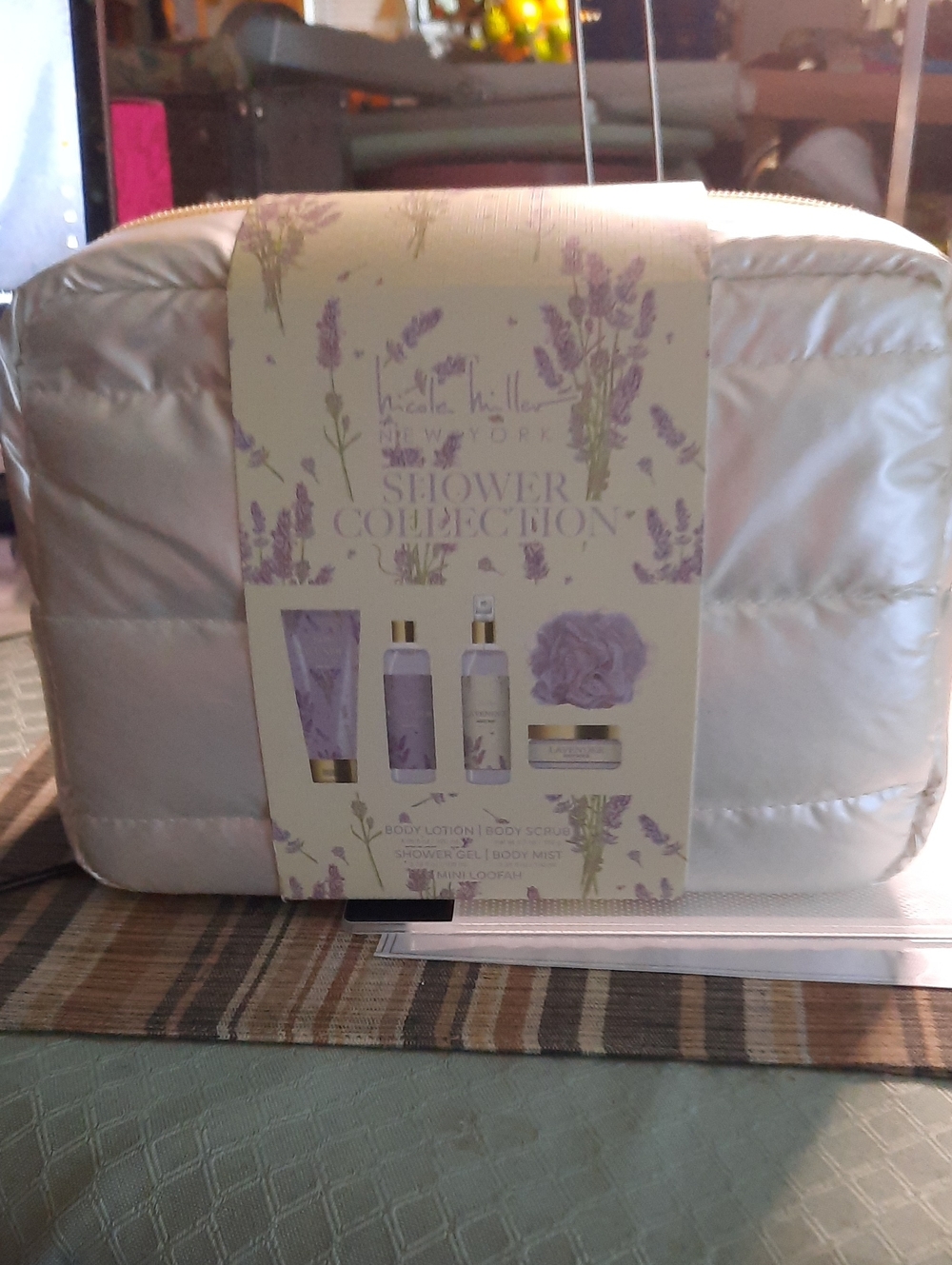 Nicole Miller Lavender Shower Collection Set - White & Lavender